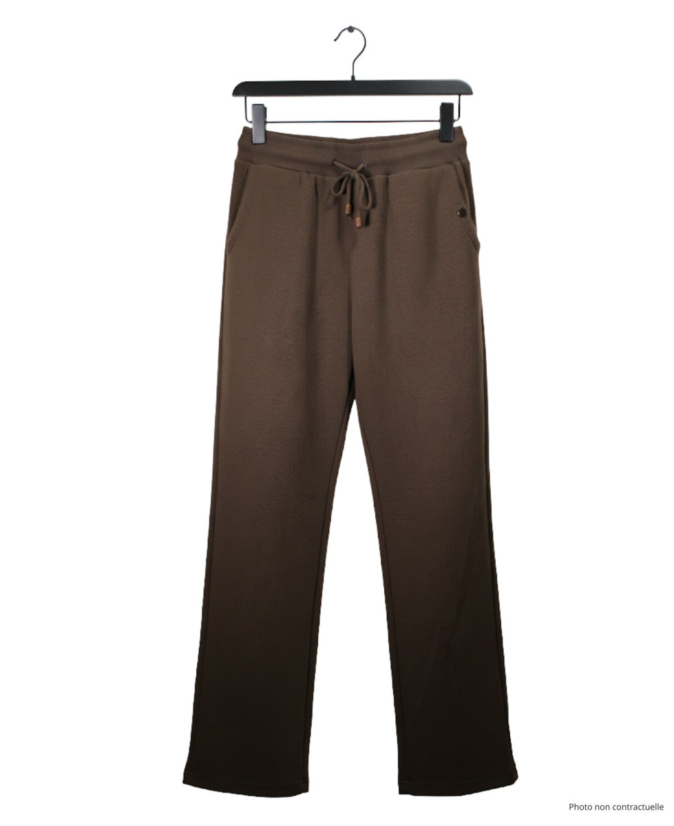 Pantalon Molleton Femme Marron Coton : Confort & Style Casual