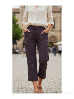 Pantacourt Femme Coton Stretch Raisin AXXANO
