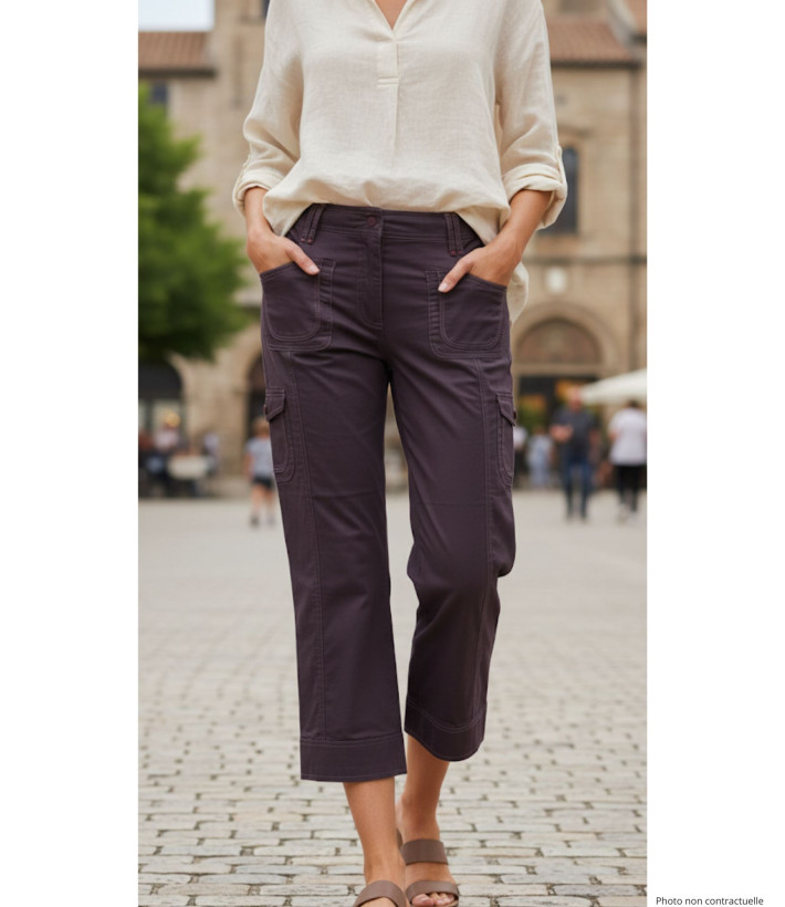 Pantacourt AXXANO Coton Stretch Raisin – Confort & Tendance