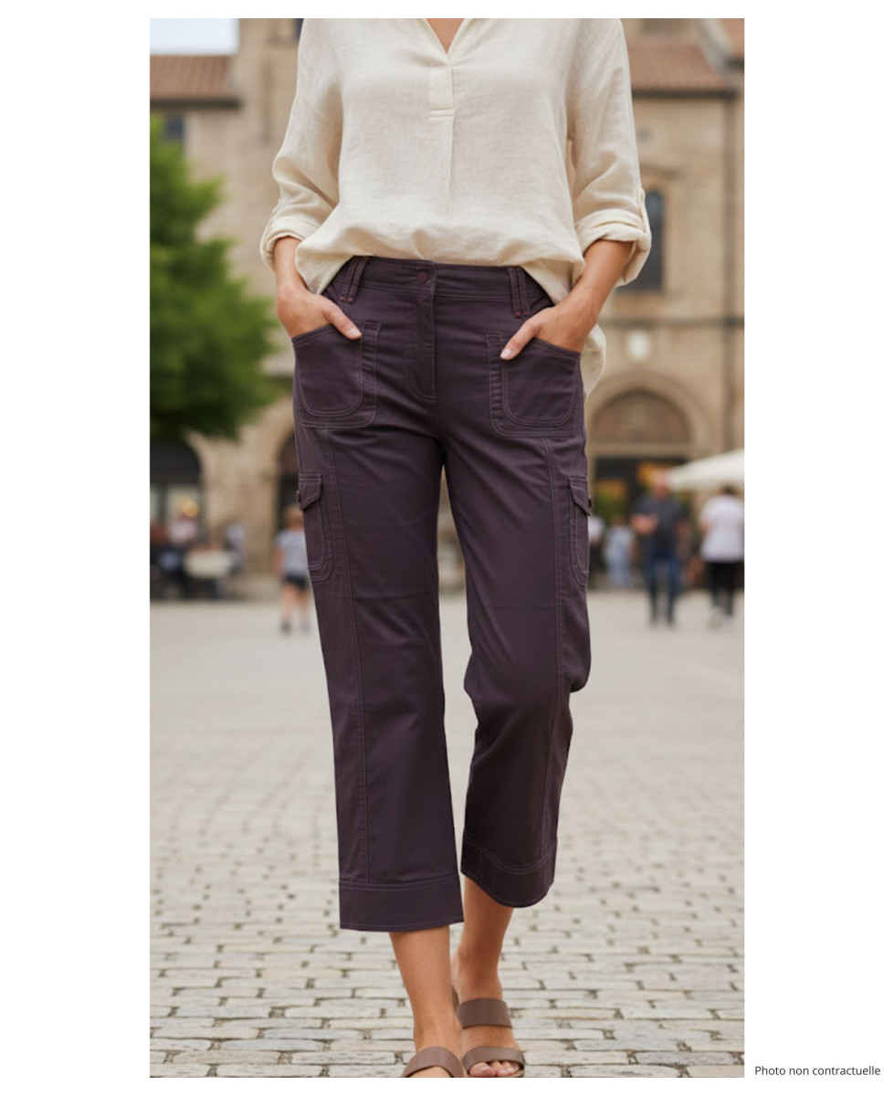 Pantacourt AXXANO Coton Stretch Raisin – Confort & Tendance