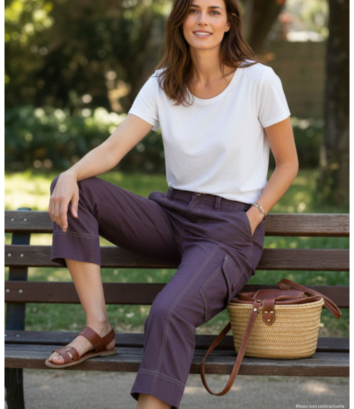 Pantacourt AXXANO Coton Stretch Raisin – Confort & Tendance