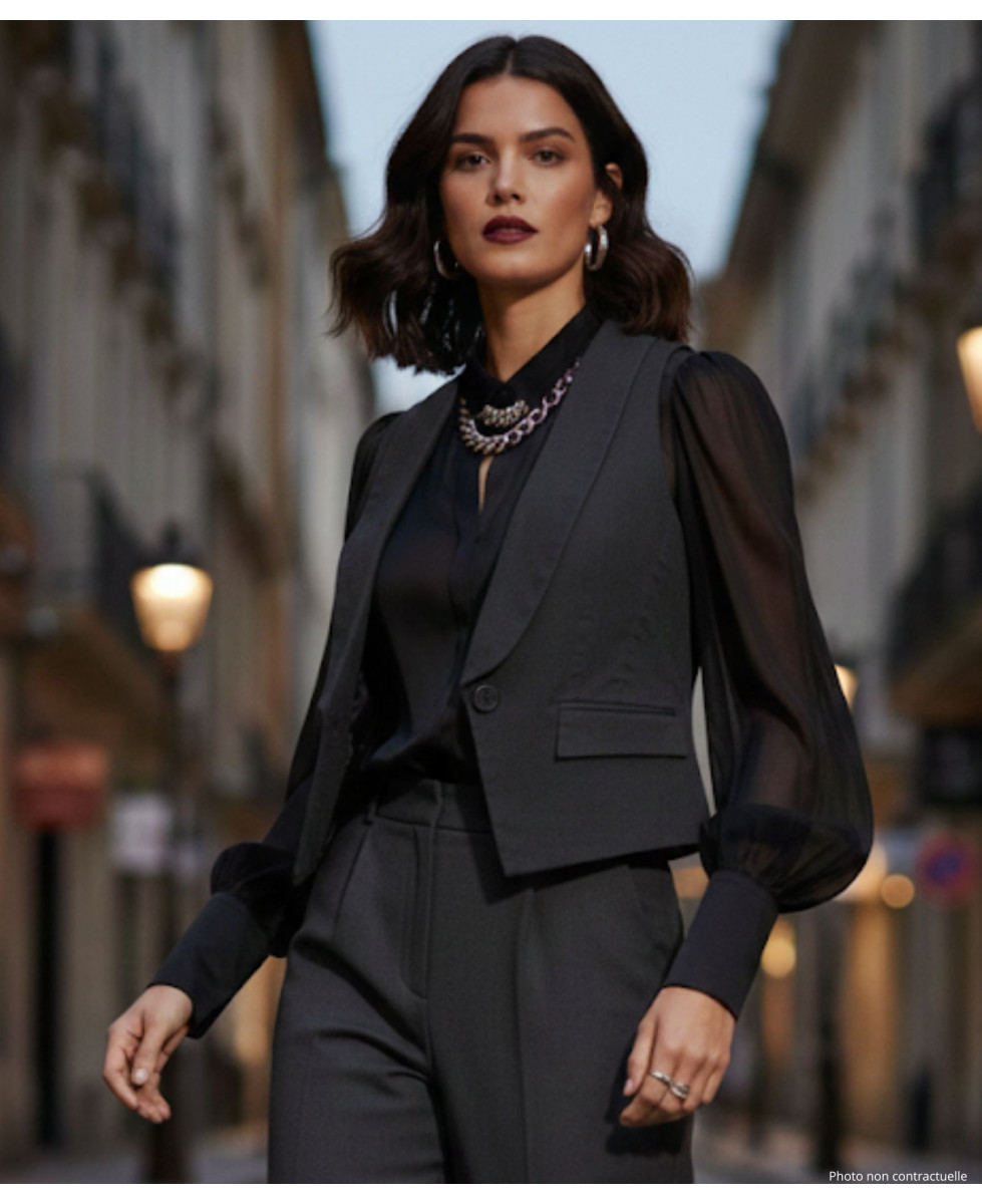 Gilet Blazer Femme Coton Gris Axxano – Chic & Confortable