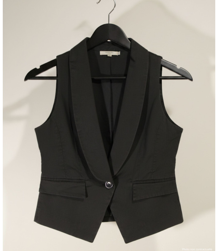 Gilet Blazer Femme Coton Gris Axxano – Chic & Confortable