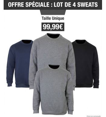 Lot 4 Sweats Homme Confort - Gris, Marine, Noir - Top Qualité