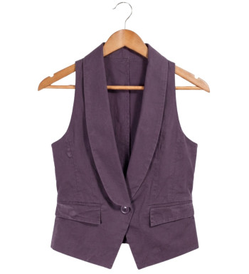 Gilet Blazer Court Sans Manches Raisin en Coton | Chic & Confort