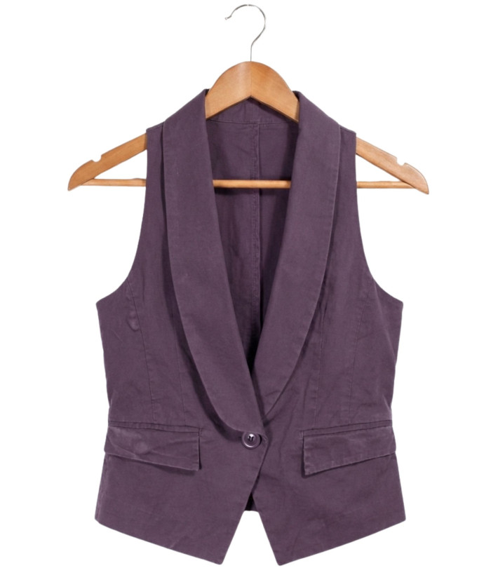Gilet Blazer Court Sans Manches Raisin en Coton | Chic & Confort