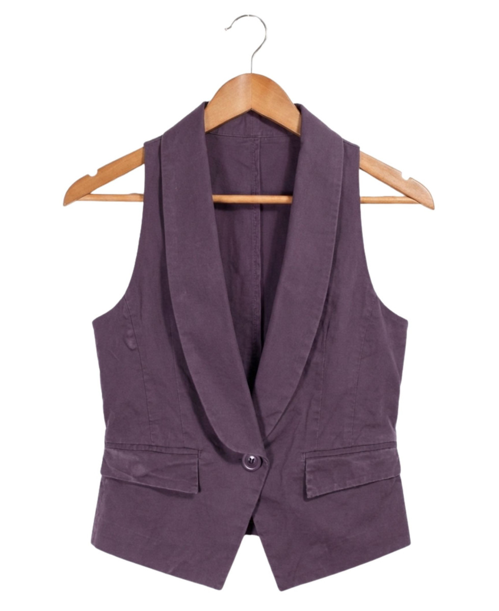 Gilet Blazer Court Sans Manches Raisin en Coton | Chic & Confort