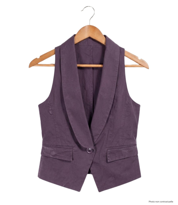 Gilet Blazer Court Sans Manches Raisin en Coton | Chic & Confort