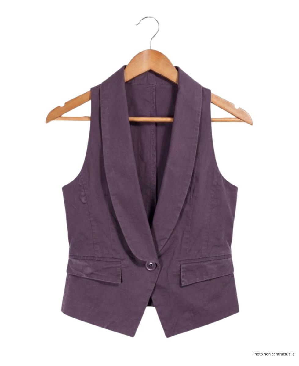 Gilet Blazer Court Sans Manches Raisin en Coton | Chic & Confort