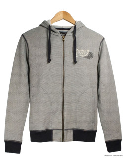 Sweat à capuche homme rayé blanc/marine – AH1169M