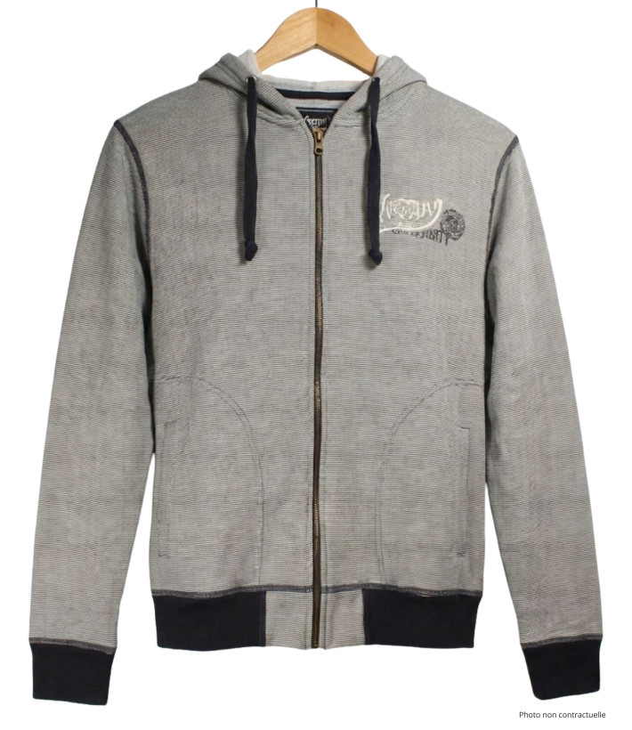 Sweat à capuche homme rayé blanc/marine – AH1169M