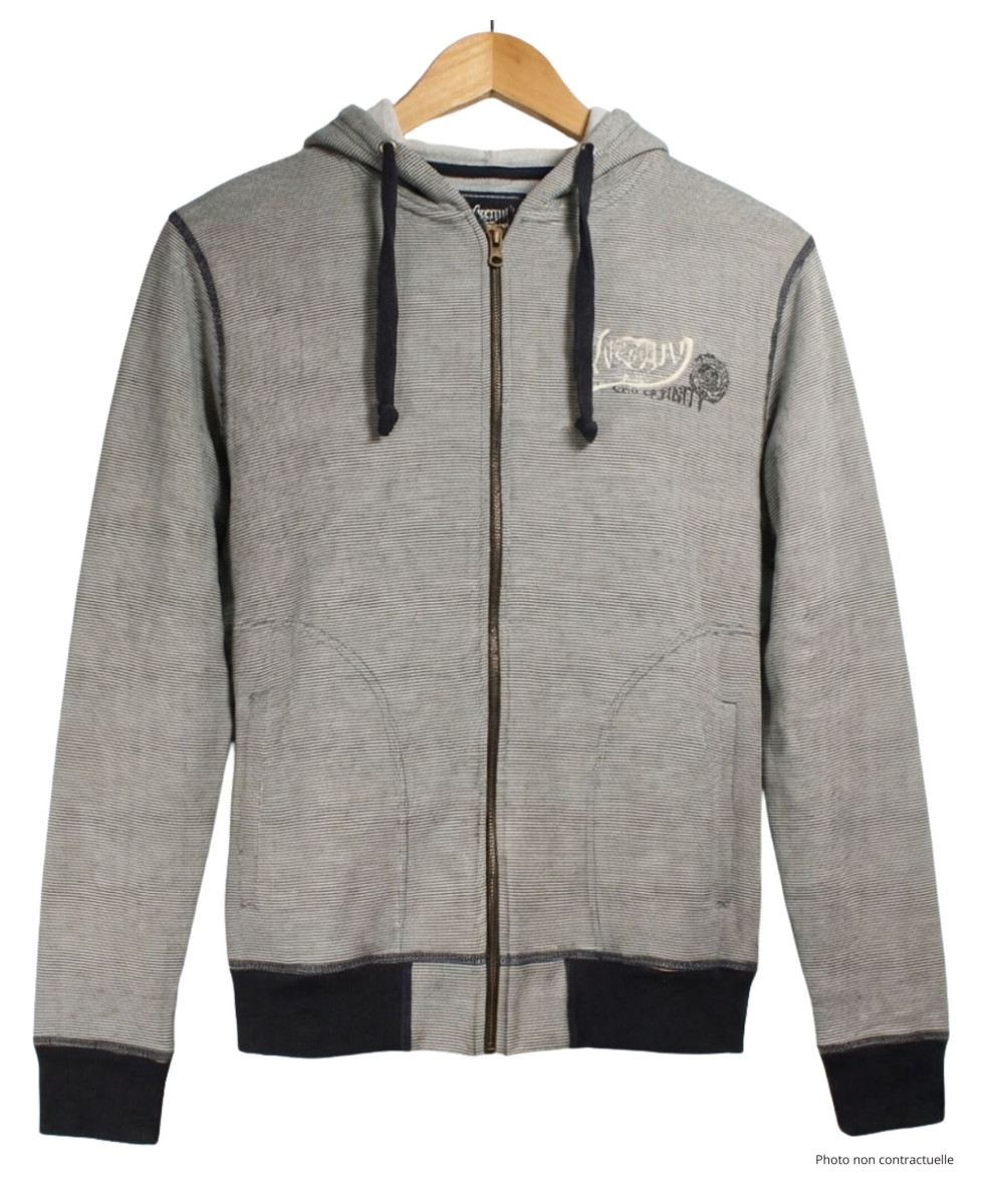 Sweat à capuche homme rayé blanc/marine – AH1169M