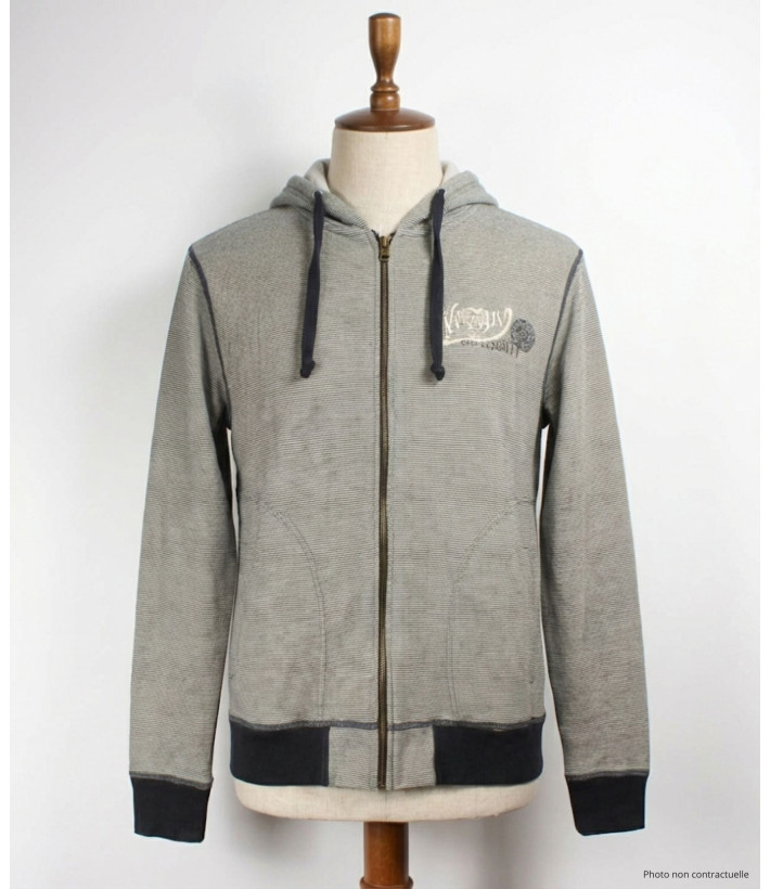 Sweat à capuche homme rayé blanc/marine – AH1169M