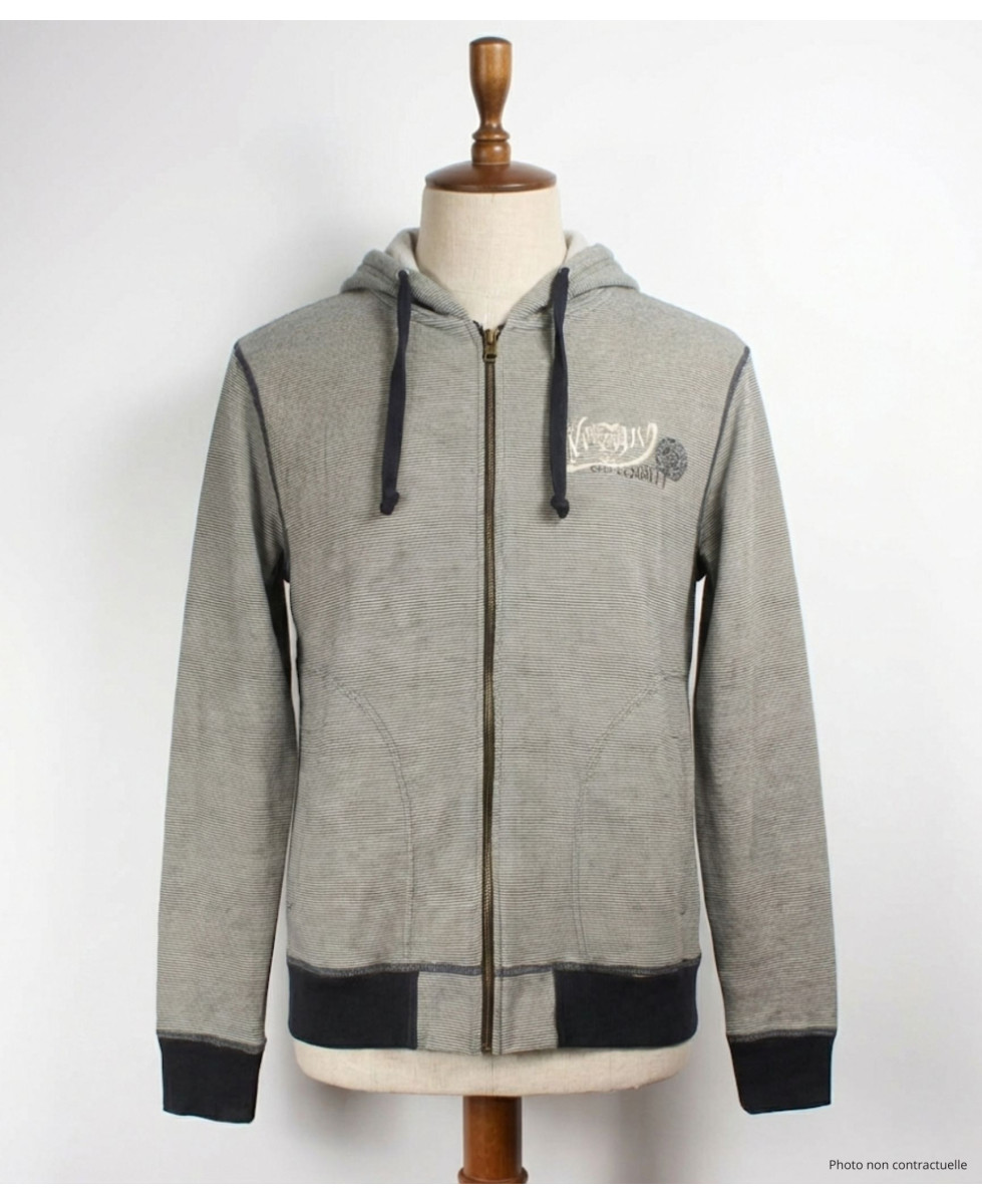 Sweat à capuche homme rayé blanc/marine – AH1169M