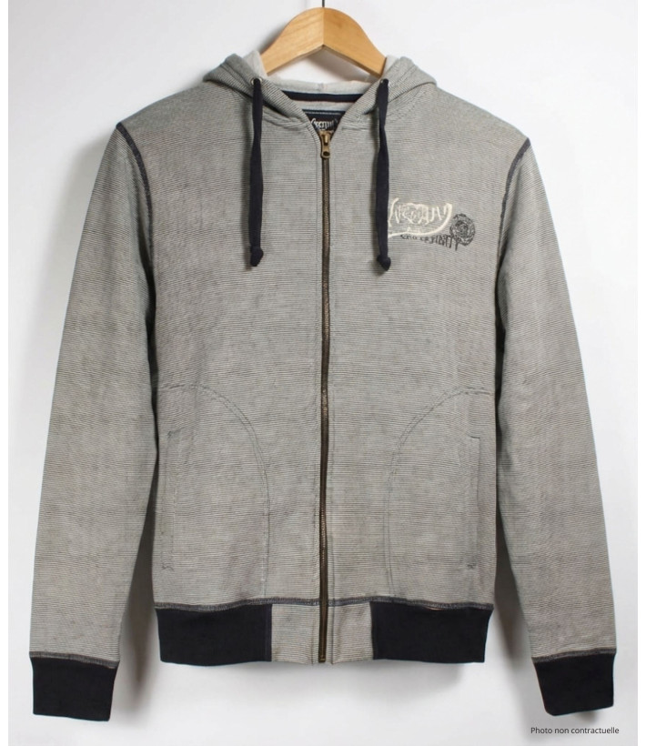 Sweat à capuche homme rayé blanc/marine – AH1169M