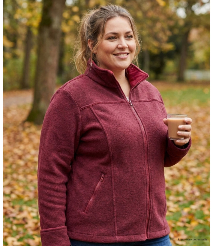 Veste polaire femme rouge/bordeaux – Chaleur, poche, confort