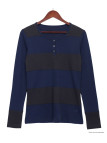 Tee-shirt femme rayé indigo/ardoise – Détails boutons coton