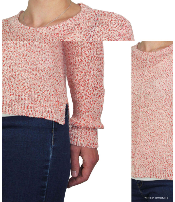 Pull maille fantaisie corail POLLY1 femme – Bas liquette moderne