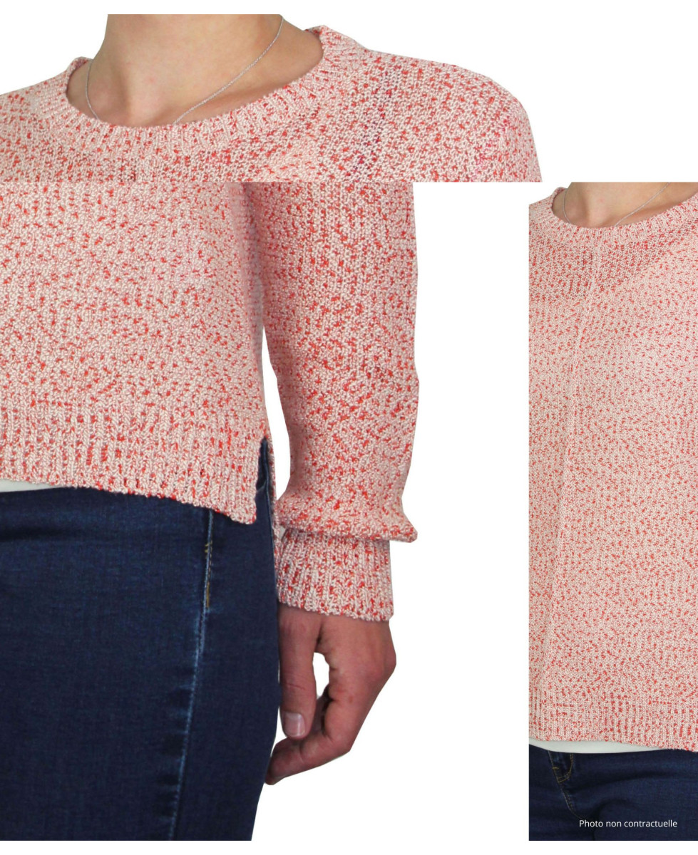 Pull maille fantaisie corail POLLY1 femme – Bas liquette moderne