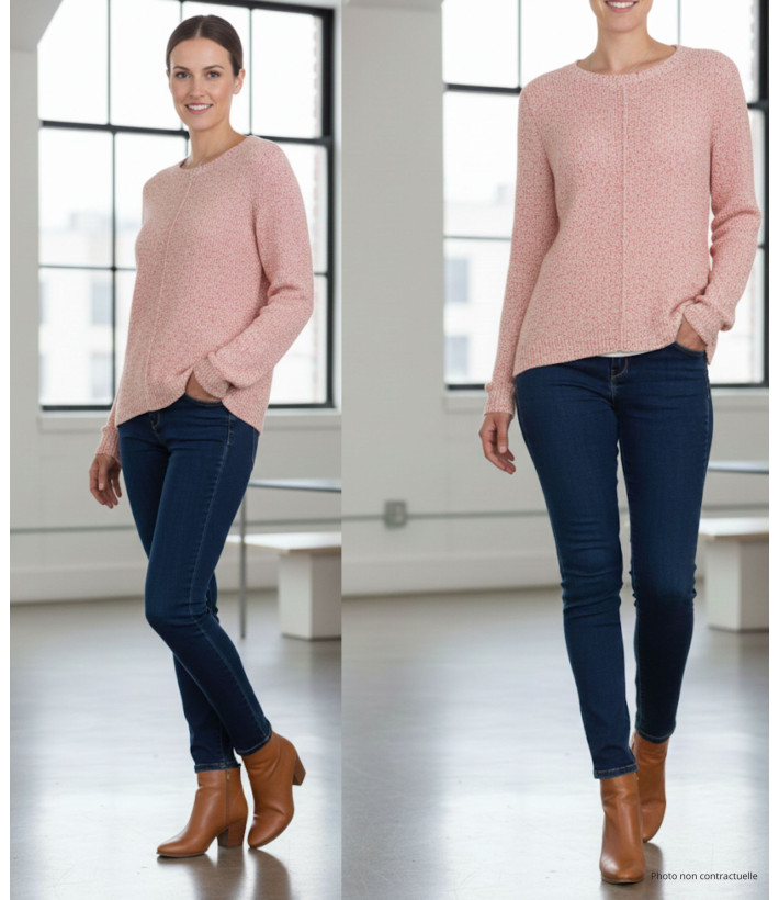 Pull maille fantaisie corail POLLY1 femme – Bas liquette moderne