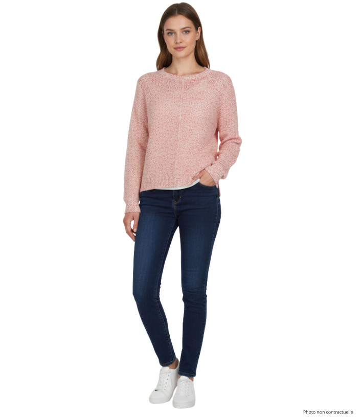 Pull maille fantaisie corail POLLY1 femme – Bas liquette moderne