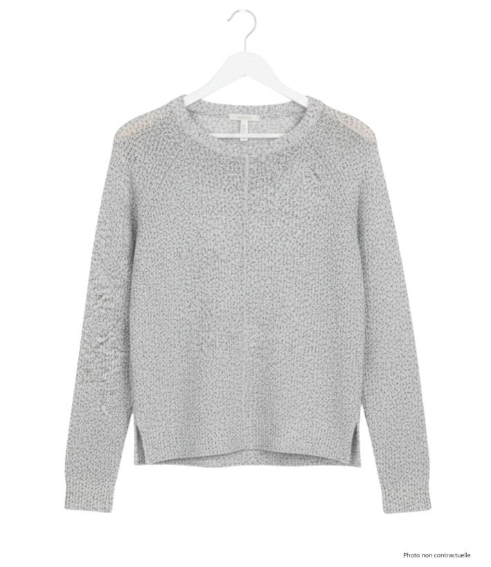 Pull maille fantaisie POLLY3 beige/marine – Bas liquette chic