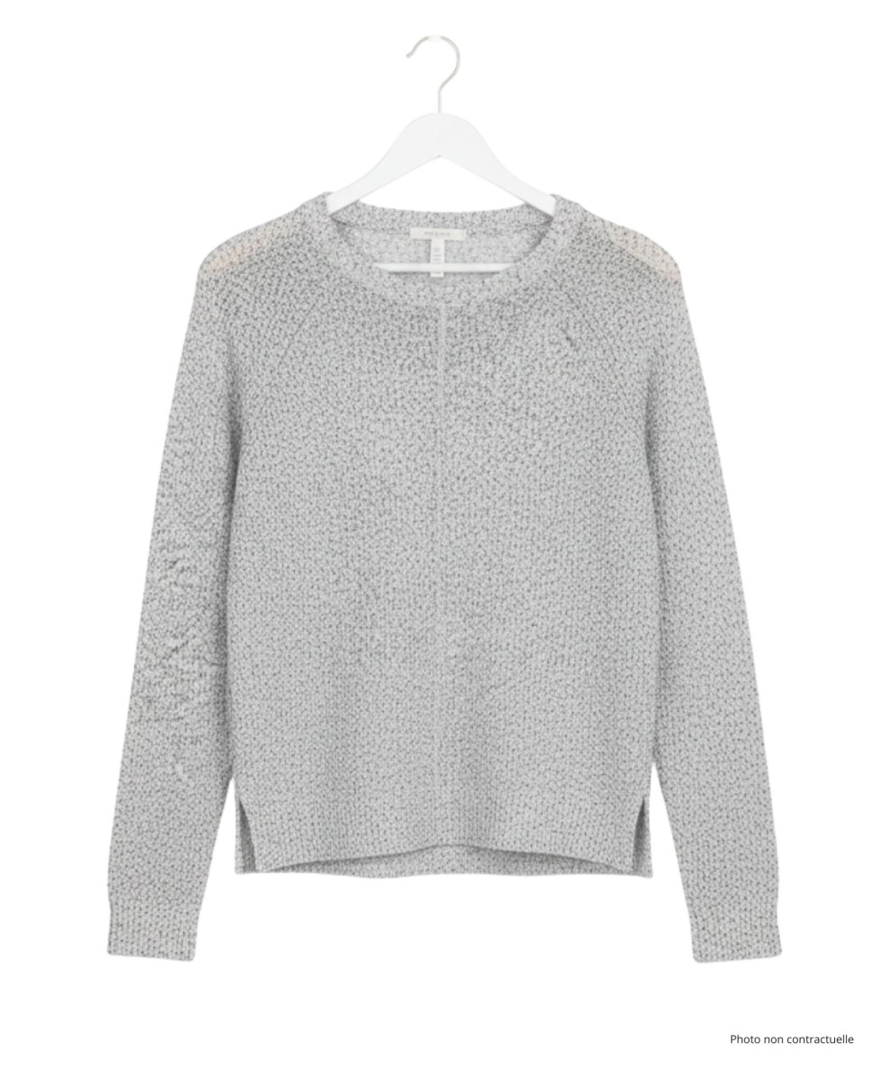 Pull maille fantaisie POLLY3 beige/marine – Bas liquette chic
