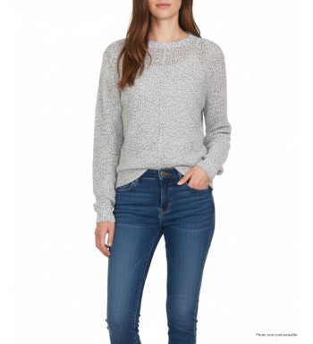 Pull maille fantaisie POLLY3 beige/marine – Bas liquette chic