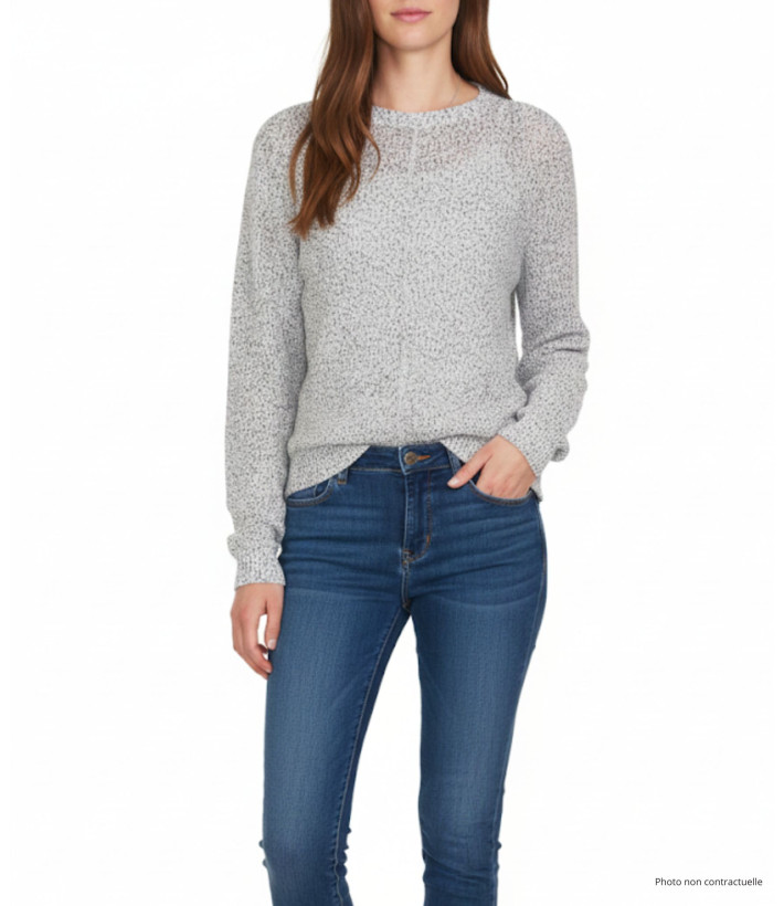 Pull maille fantaisie POLLY3 beige/marine – Bas liquette chic
