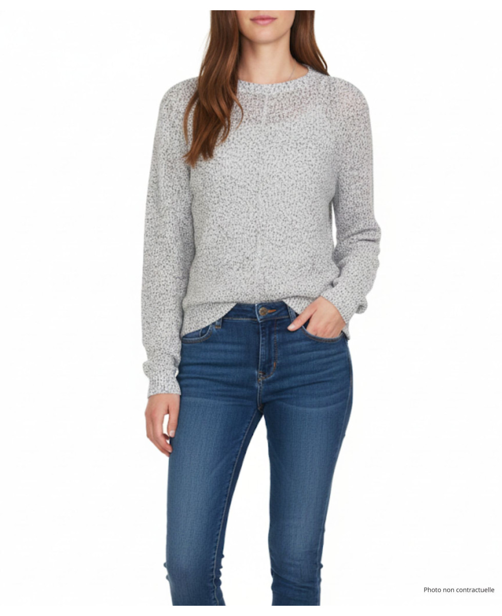 Pull maille fantaisie POLLY3 beige/marine – Bas liquette chic