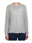 Pull maille fantaisie POLLY3 beige/marine – Bas liquette chic