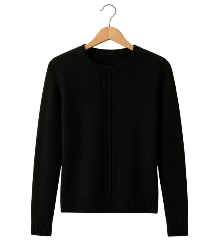Pull uni noir femme SH1006N – Élégance et confort