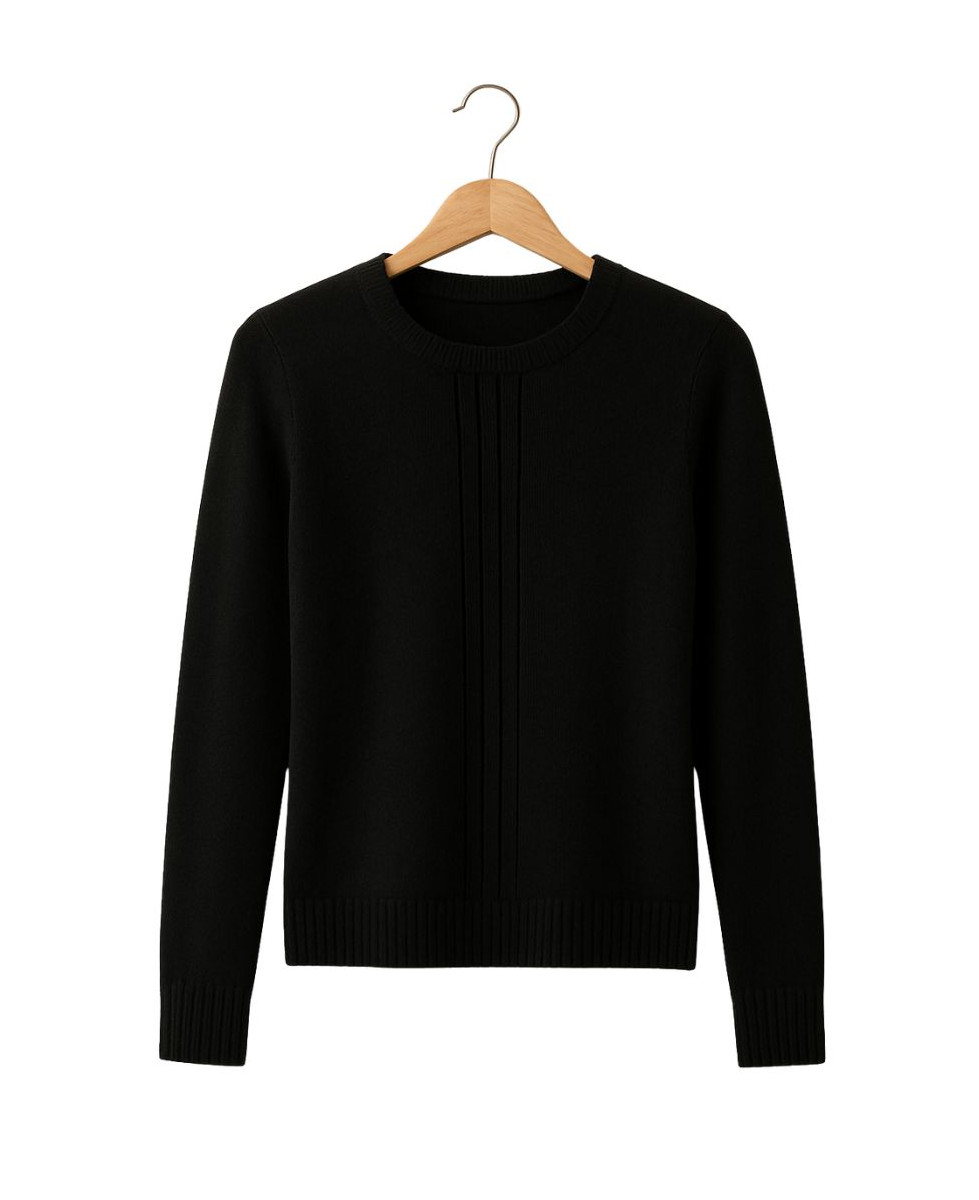 Pull uni noir femme SH1006N – Élégance et confort