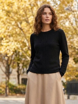 Pull uni noir femme SH1006N – Élégance et confort