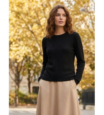 Pull uni noir femme SH1006N – Élégance et confort
