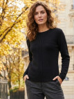 Pull uni noir femme SH1006N – Élégance et confort