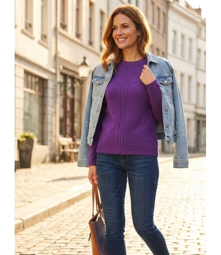 Pull uni violet femme SH1006V – Douceur et modernité