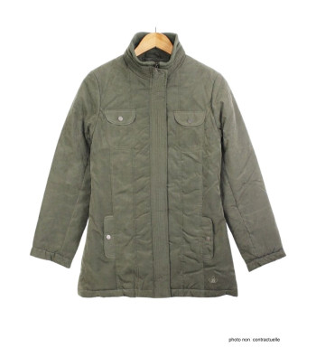 Manteau long kaki femme – Grandes poches, coupe moderne