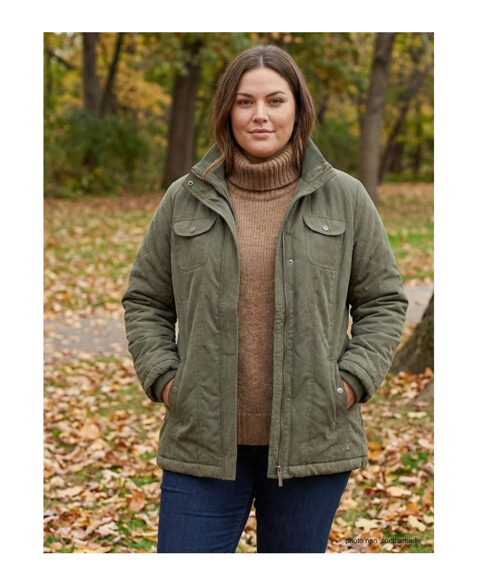 Veste Longue Kaki Femme Microfibre : Douceur & Style Urbain Chic