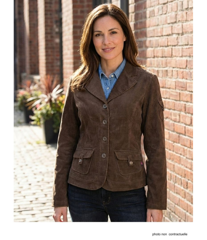 Veste velours marron femme SH8072M – Élégance et originalité