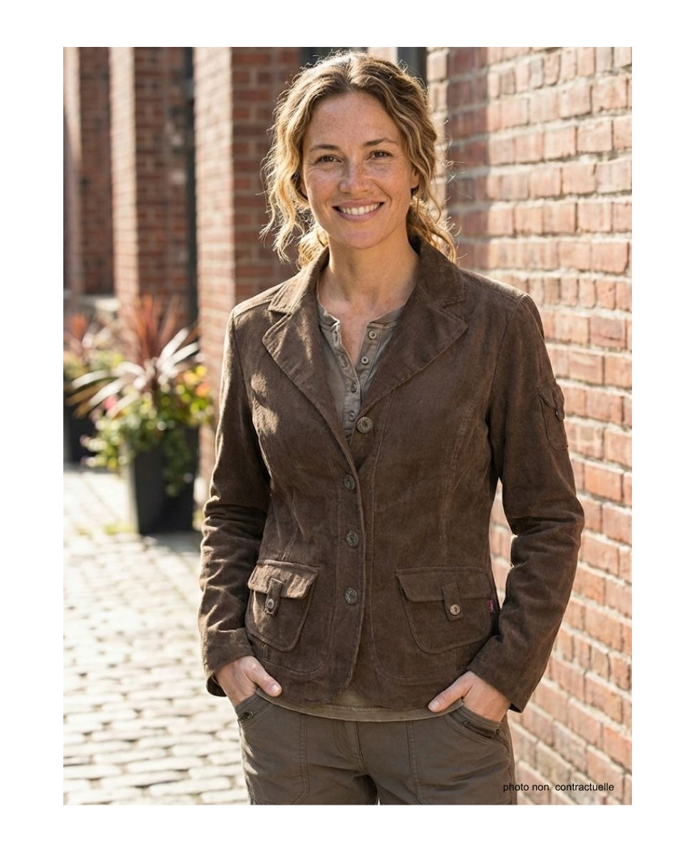 Veste velours marron femme SH8072M – Élégance et originalité