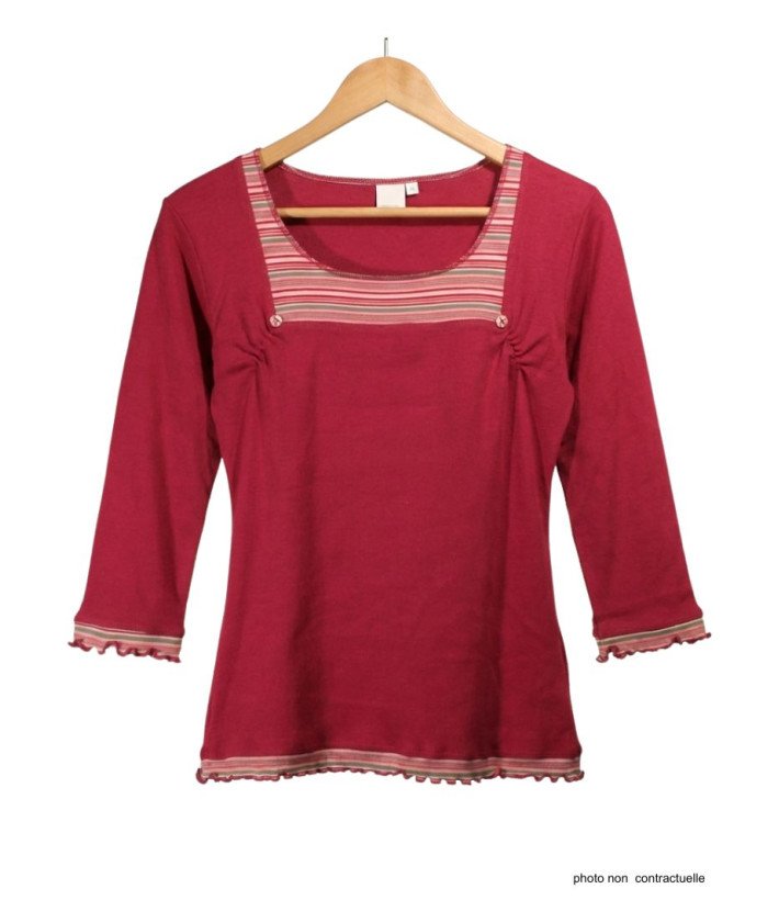 T-shirt Manches Longues Fuchsia 100% Coton | Confort & Style