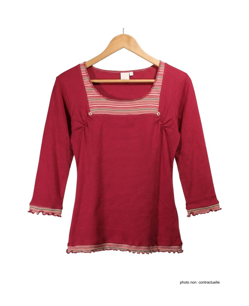 T-shirt Manches Longues Fuchsia 100% Coton | Confort & Style