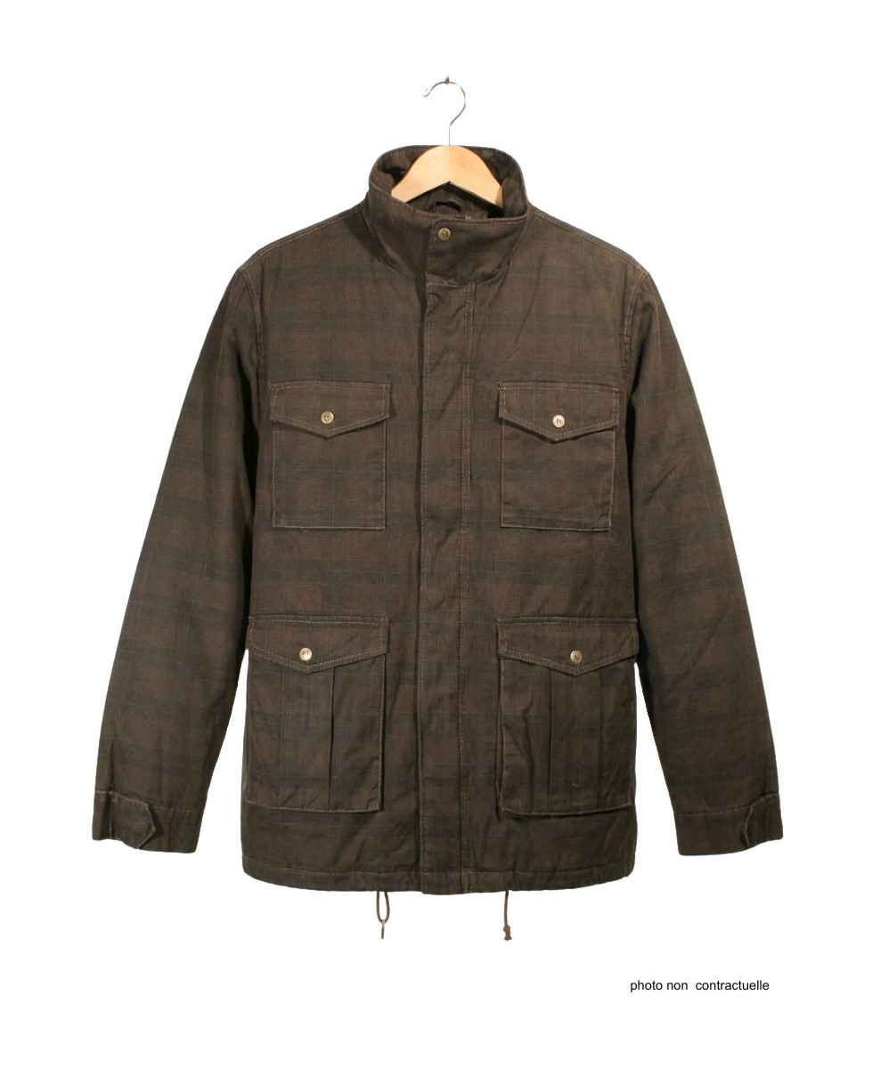 Parka Saharienne Homme Winchester – Marron à Carreaux & Doublée
