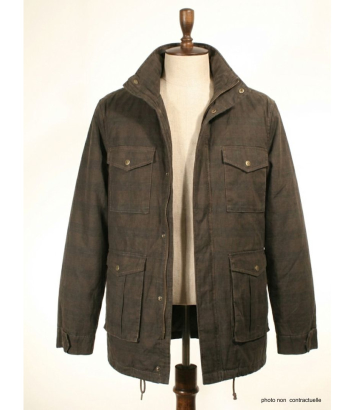Parka Saharienne Homme Winchester – Marron à Carreaux & Doublée