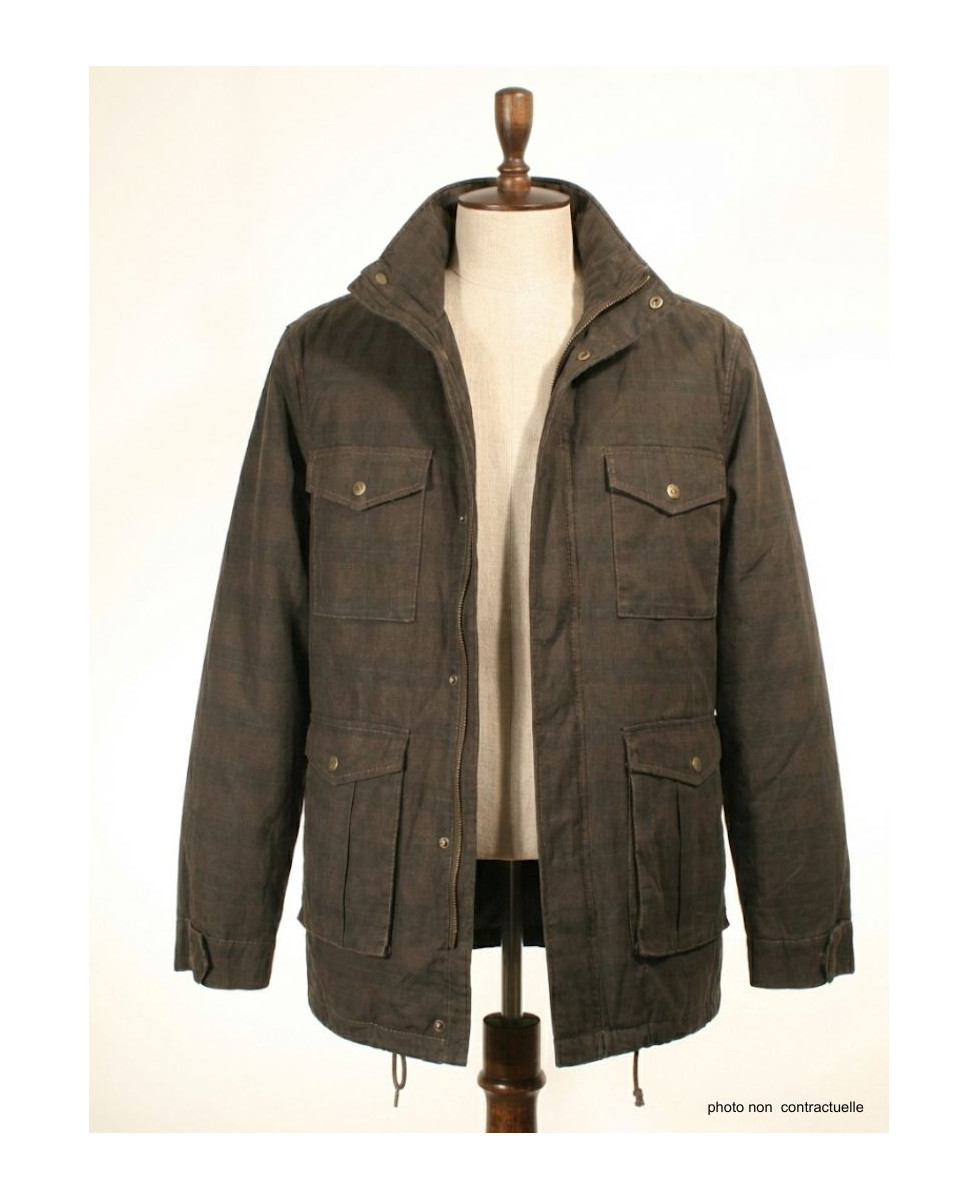 Parka Saharienne Homme Winchester – Marron à Carreaux & Doublée