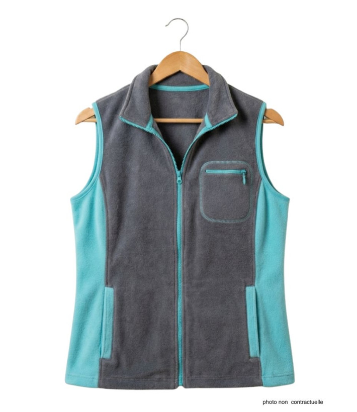 Gilet Polaire Femme Sans Manches Gris Turquoise : Chaleur et Style