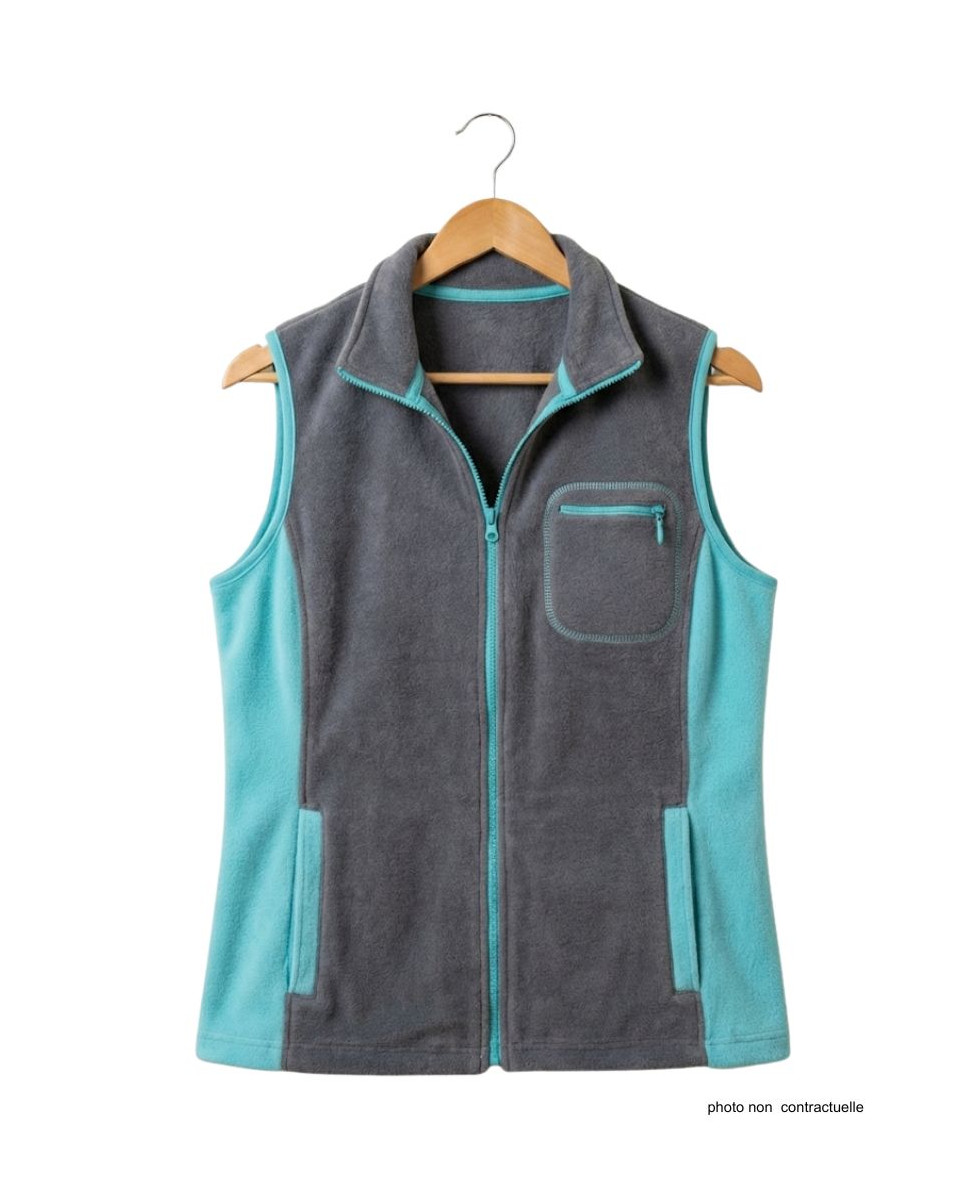 Gilet Polaire Femme Sans Manches Gris Turquoise : Chaleur et Style