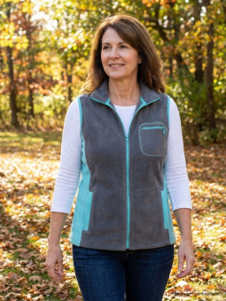 Gilet Polaire Femme Sans Manches Gris Turquoise : Chaleur et Style