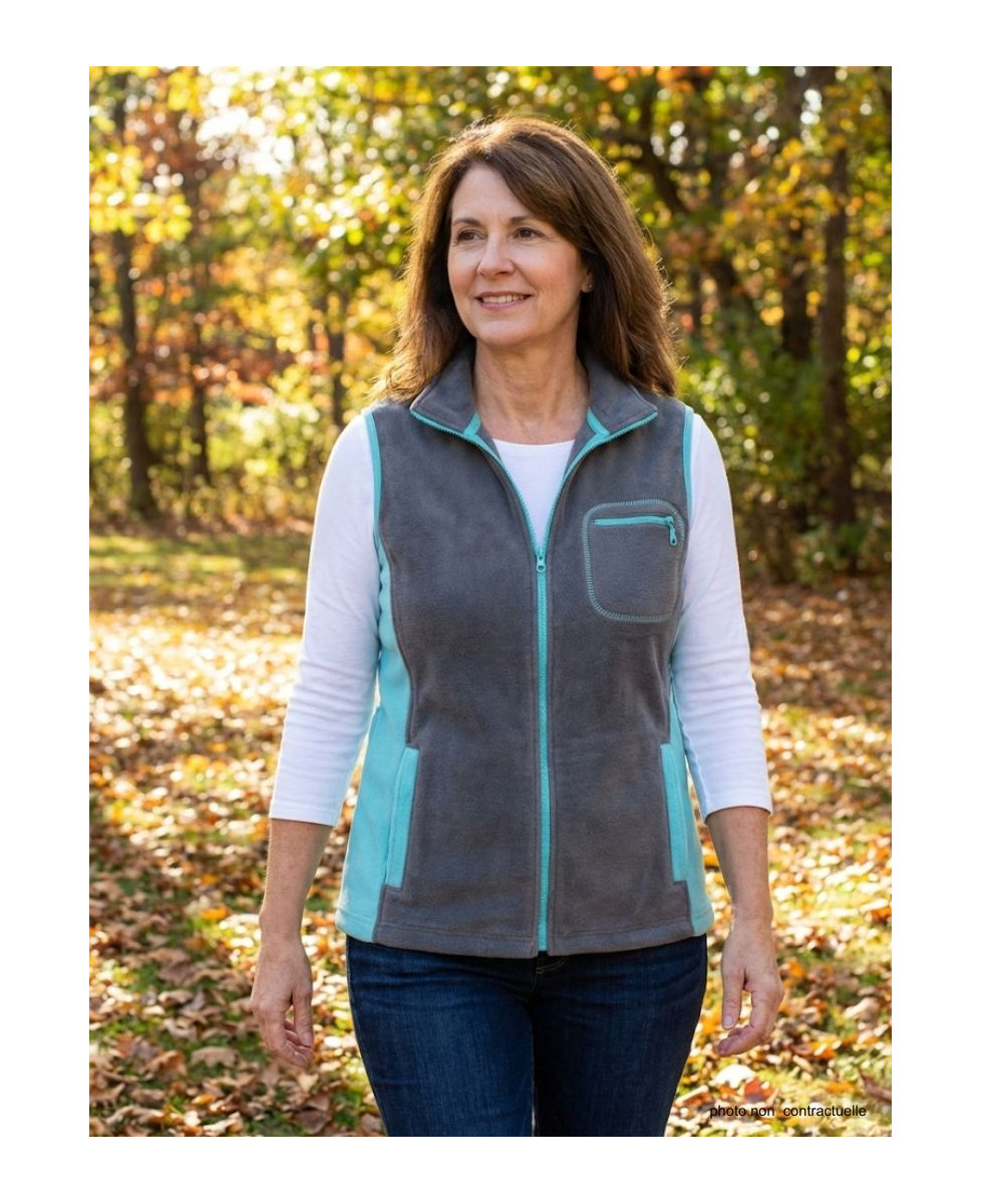 Gilet Polaire Femme Sans Manches Gris Turquoise : Chaleur et Style